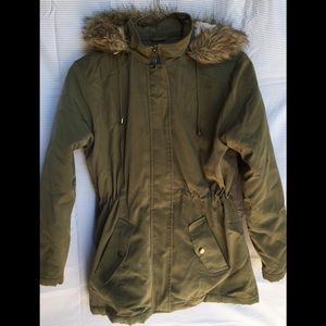 dark green winter coat